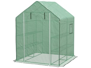 Serre de jardin avec 1 porte, 1 fenetres, étagères 3 niveaux pour légumes plantes fleurs bâche pe 140 x 143 x 190 cm