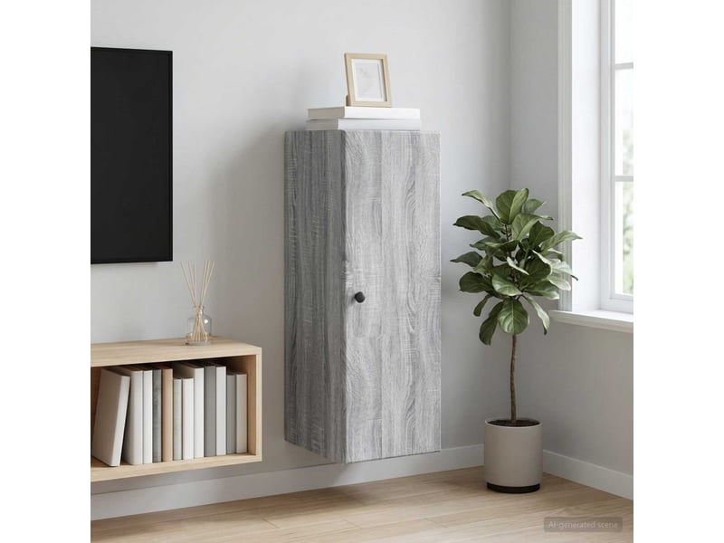  Armoire murale salon 33x34,5x90cm bois d'ingénierie sonoma gris shl7424  - Conforama B