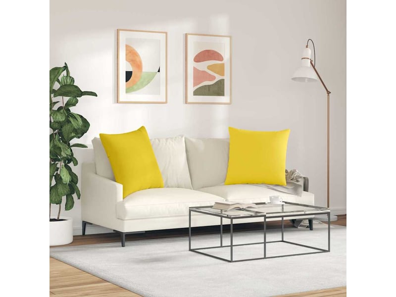  Lot de 2 coussins de canapé, coussins décoratifs tissu jaune clair 80 x 80 cm cf58896  - Conforama D