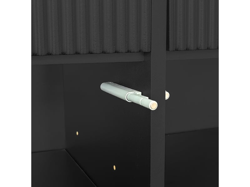  Meuble à chaussures noir 83x35x101 cm, buffet avec 2 tiroirs et 2 portes, structure panneau particules  - Conforama W