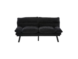 Canapé droit fixe OKWISH 2 places Tissu noir