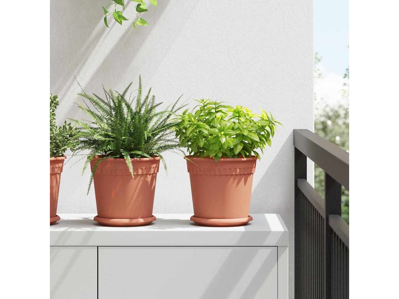 Jardinière - pot à fleurs rond 24 pcs rouge brique ø 19 x 16,5 cm plastique - Conforama B