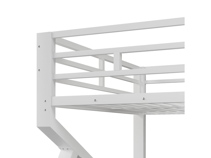 Lits superposés 140 × 200 et 160 × 200 cm, structure en métal, éclairage led, barrières et échelle, sans matelas, blanc - Conforama E