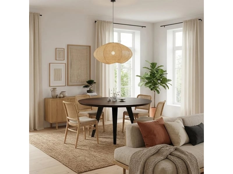 Table ronde fixe en chêne et métal leo - Conforama B