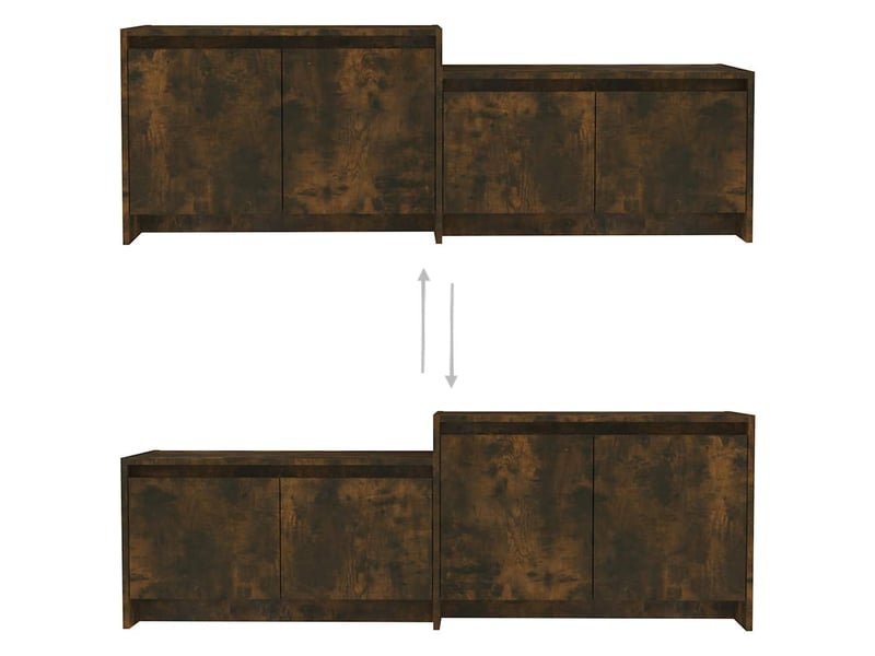  Meuble tv - banc tv - meuble de rangement chêne fumé 146,5x35x50 cm bois d'ingénierie  - Conforama E