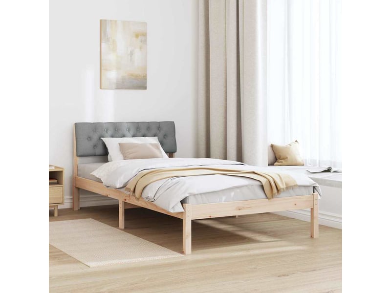  Lit simple- lit adulte -  cadre de lit avec tête de lit marron et gris clair 100 x 200 cm  - Conforama C