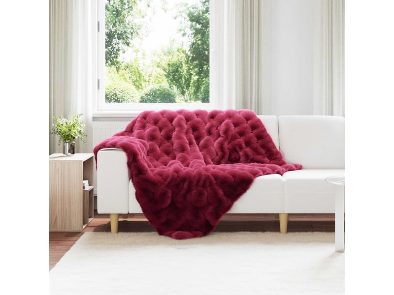  Couverture décorative, couverture antidérapante en fausse de lapin 4 pc bordeaux shl56002  - Conforama B