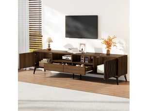 Meuble tv coloris bois foncé 180 cm <strong>MAISENTIEL</strong>  <strong></strong>