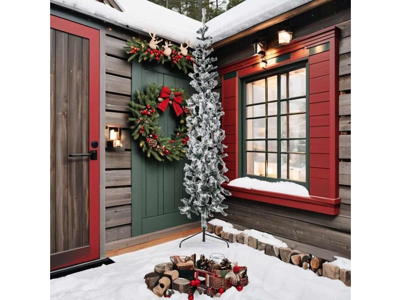  Demi sapin de noël - arbre de noël artificiel mince avec neige floquée 240 cm  - Conforama A