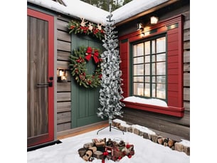 Demi sapin de noël - arbre de noël artificiel mince avec neige floquée 240 cm