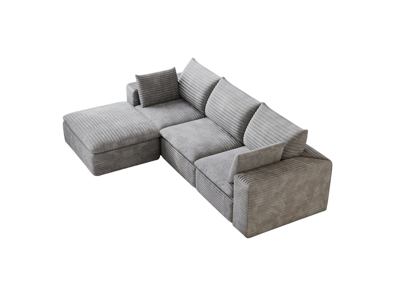  Canapé nuage velours côtelé gris foncé 260cm modulable  - Conforama R