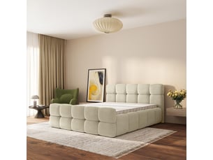 Lit coffre 120x200cm <strong>MASSENO</strong> <strong></strong> coloris beige