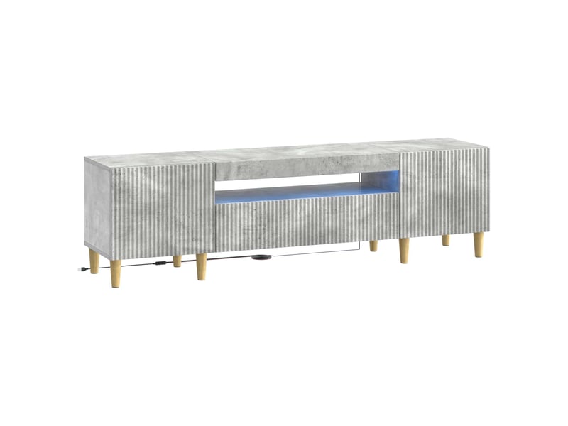  Meuble tv - banc tv - meuble de rangement led gris béton bois d'ingénierie  - Conforama A