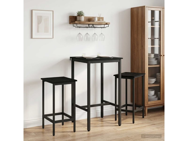  Lot de 2 tabouret de bar, chaise de bar chêne noir 40x32x74 cm shl36625  - Conforama B