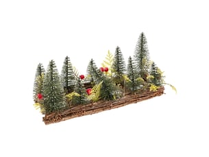 Photophore décor sapins avec 4 photophores verre transparent