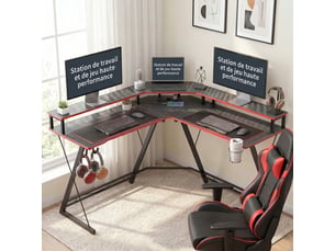 Bureau gaming 128 cm coloris noir