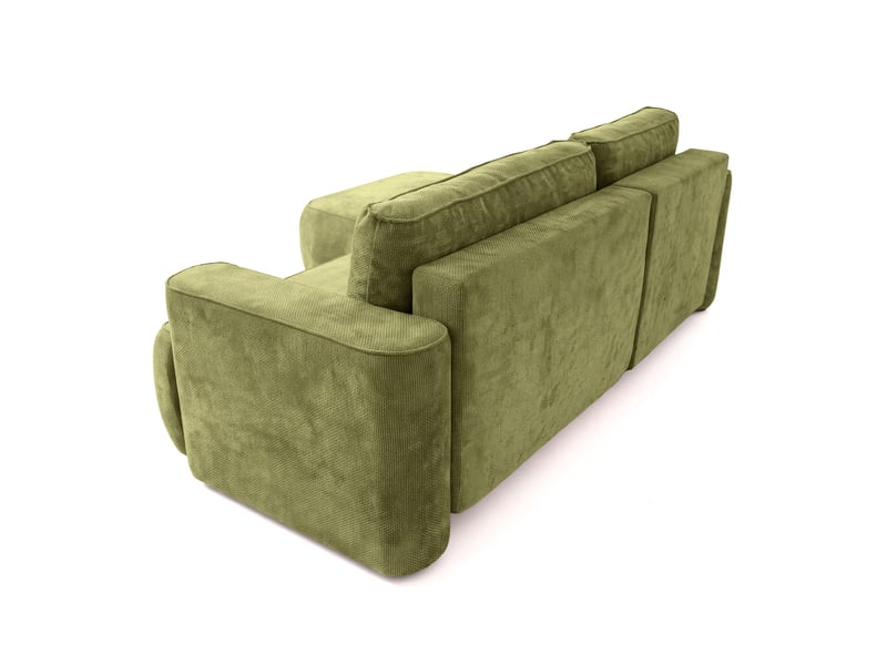  Canapé d'angle moon mini avec fonction couchage, tissu flow, gauche, vert (12)  - Conforama D