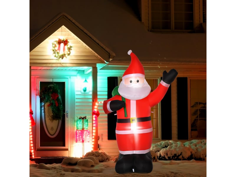  Père noël de 2,40 m de haut, avec éclairage led, décoration de jardin autogonflable  - Conforama D