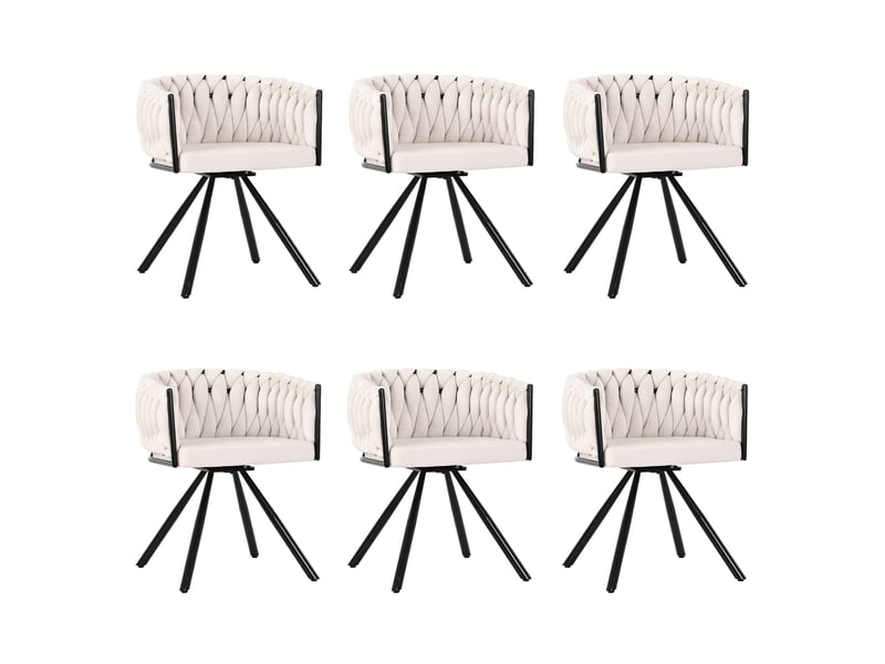  Lot de 6 chaises de salle à manger,pivotantes à 360°,velours,beige  - Conforama A