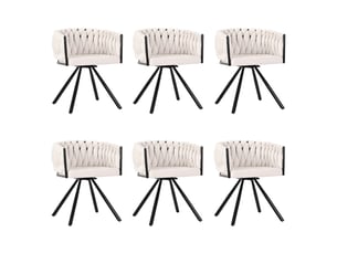 Lot de 6 chaises de salle à manger,pivotantes à 360°,velours,beige