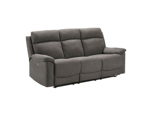 Canapé droit relax électrique <strong>ALTOBUY</strong> <strong>BRIANA</strong> 3 places Polyester gris