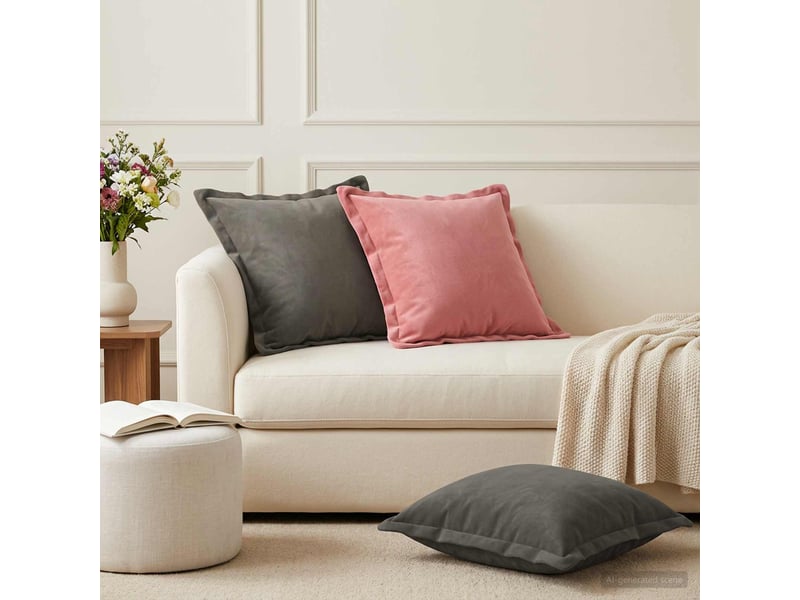  Lot de 6 coussins avec oreiller, coussins décoratifs houten gris clair fløjl cf51250  - Conforama B