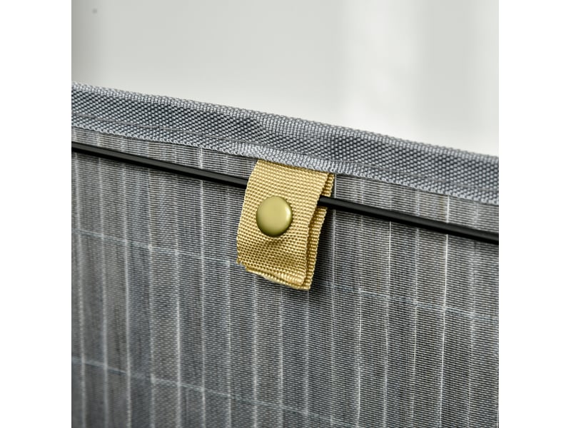  Panier à linge carré 38x38x57 cm avec couvercle et sac amovible bambou gris  - Conforama C