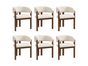 Chaise de salle à manger 60x51x80 cm - lot de 6 - bouclette - confort quotidien - design moderne - pour salle à manger - assise rembourrée - noyer