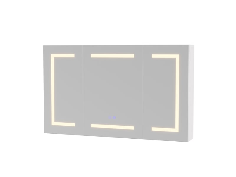  Armoire de toilette miroir avec led, 2 usb,100 x 60 x 13,5 cm ,antibuée,meuble salle de bain rangement,3 portes,fixation murale  - Conforama A