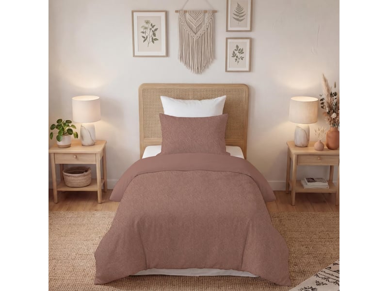  Parure housse de couette 3d microfibre 140x200 cm thalia rose, par soleil d'ocre  - Conforama A