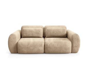 Canapé droit convertible   4 places Tissu beige avec coffre de rangement