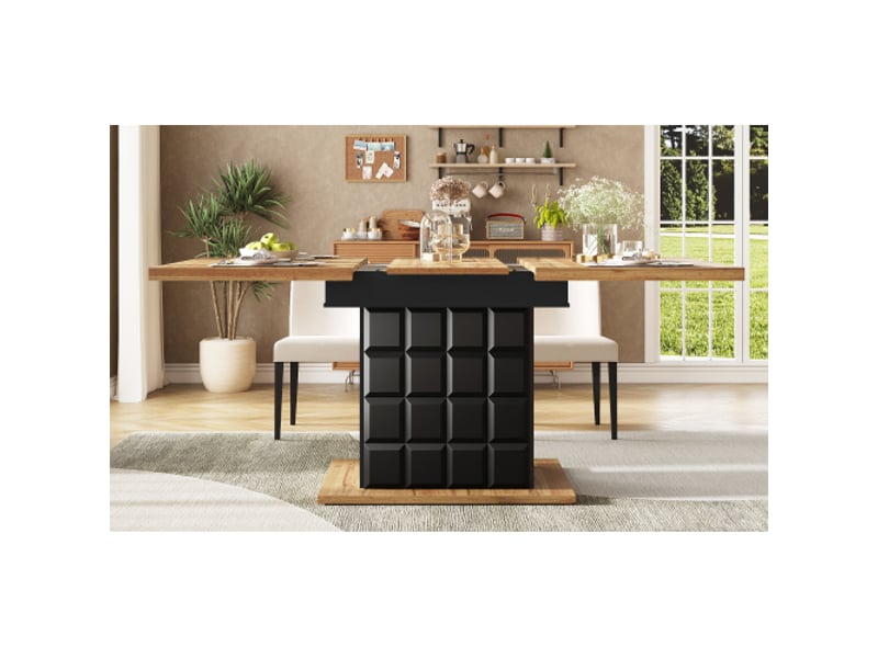 Table à manger 110-140 × 80 cm, table de cuisine pliante pour 4 à 6 personnes, noir - Conforama B
