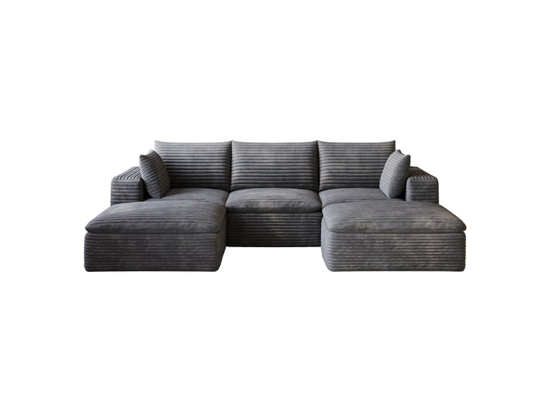  Canapé nuage 260 cm en velours côtelé gris foncé, déhoussable et sans montage  - Conforama A