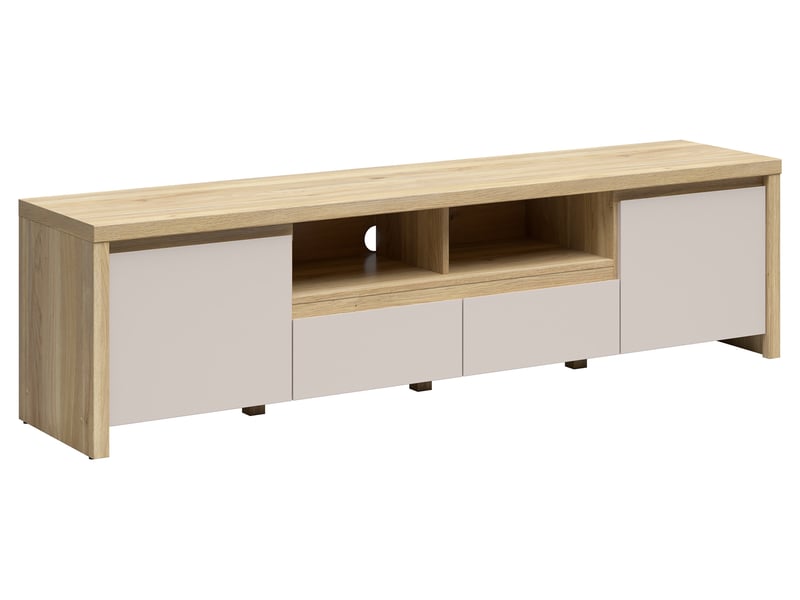 Meuble tv avec 2 portes et 2 tiroirs coloris chêne mauvellacachemire - longueur 182 x profondeur 40 x hauteur 49 cm - Conforama E