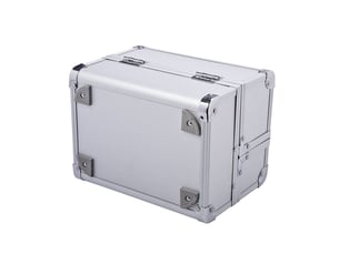 Trousse de maquillage professionnelle portable, 3 compartiments, miroir, 2 clés, pour bijoux manucure voyage, 20 x 15 x 15 cm, argent