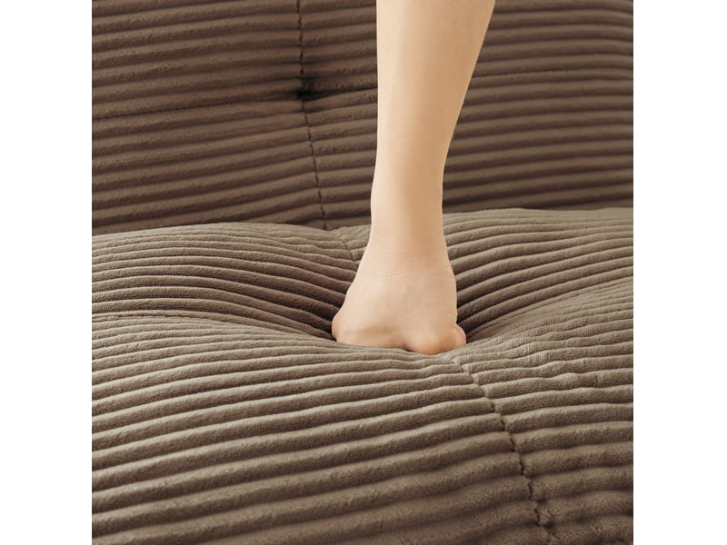  Canapé modulable 4 places en velours côtelé marron, assise profonde et modules libres pour votre salon  - Conforama D
