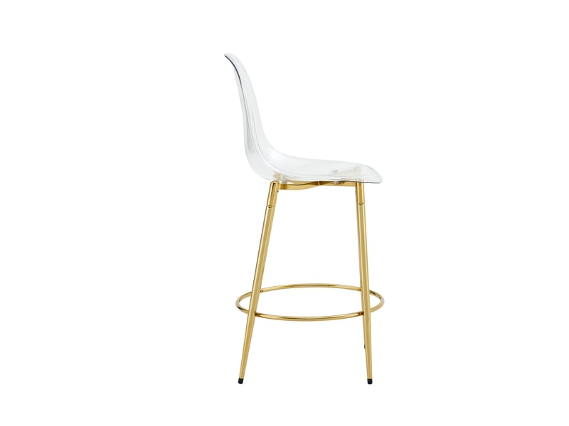  Lot de 2 - tabouret de bar - 41,5 x 59 x 102 cm-transparent et or - en plastique transparent avec dossier ergonomique  - Conforama A