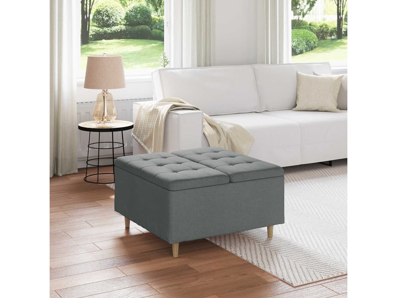  Ottoman, repose pied salon avec rangement gris foncé 80x80x45 cm tissu  - Conforama B