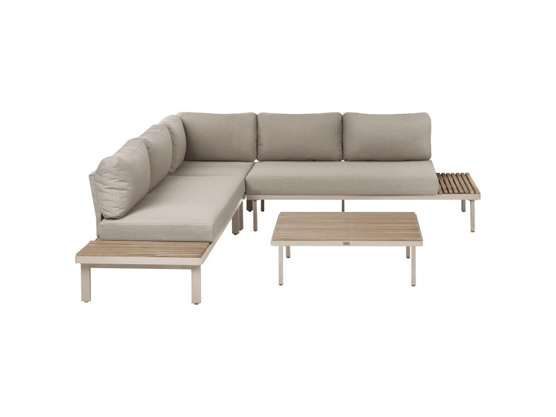  Ensemble de canapés d'angle de jardin 5 places fivizzano acacia beige  - Conforama A