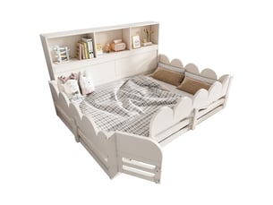 Lit cabane 140x190 cm <strong>OXEZA</strong> <strong></strong> coloris blanc