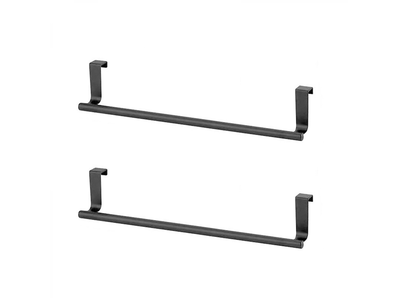  Crochets pour serviettes de cuisine, 2 pièces, support de rangement suspendu sans perçage, taille grande (36x6,2 cm), noir  - Conforama A