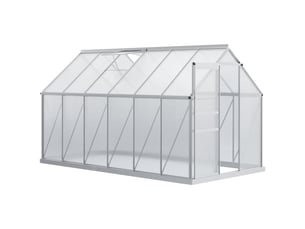 Serre de jardin 7,1 m² en aluminium polycarbonate avec fondation, 190 x 375 x 199 cm, serre avec fenêtre