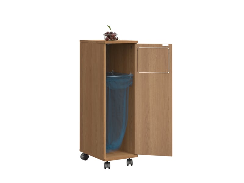  Meuble cache-poubelle mobile 1 porte 24,2x35,1x80,2 cm en mdf coloris naturel  - Conforama D