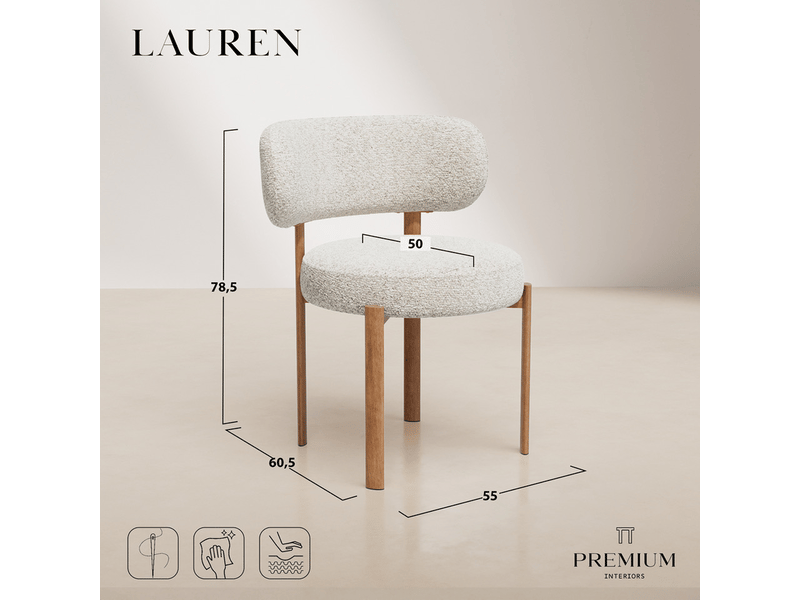  Lot de 2 chaises en bouclette beige lauren AC24BB - Conforama E
