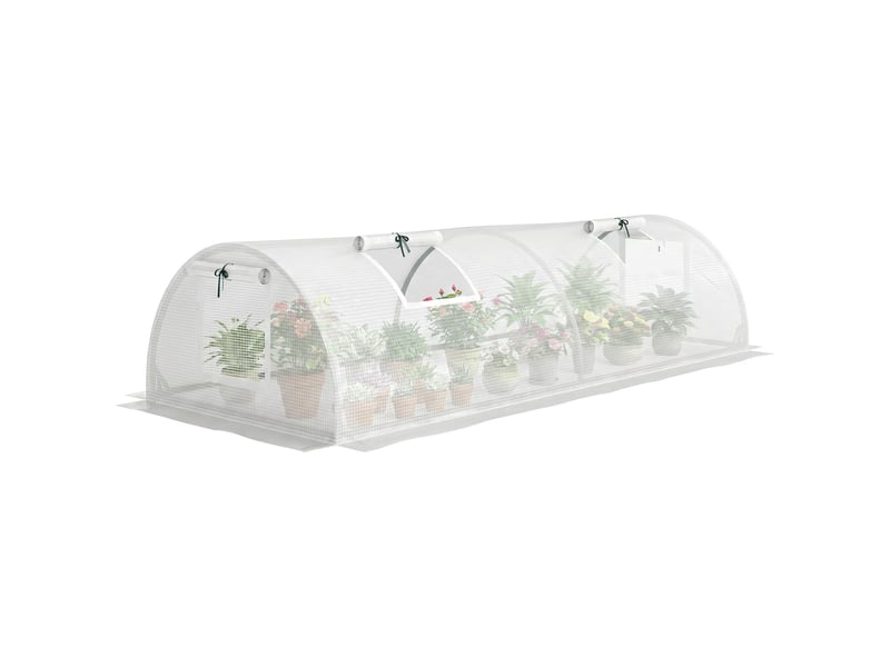  Serre tunnel en aluminium avec fenêtre en filet, résistante aux uv, film plastique, 200 x 80 x 45 cm, blanche  - Conforama A