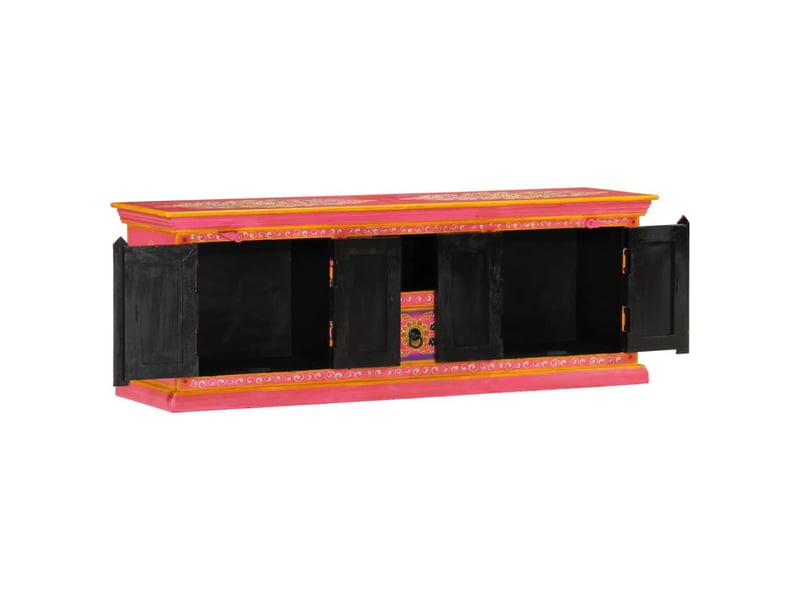  Meuble tv - banc tv - meuble de rangement rose 110x30x40 cm bois massif de manguier  - Conforama C