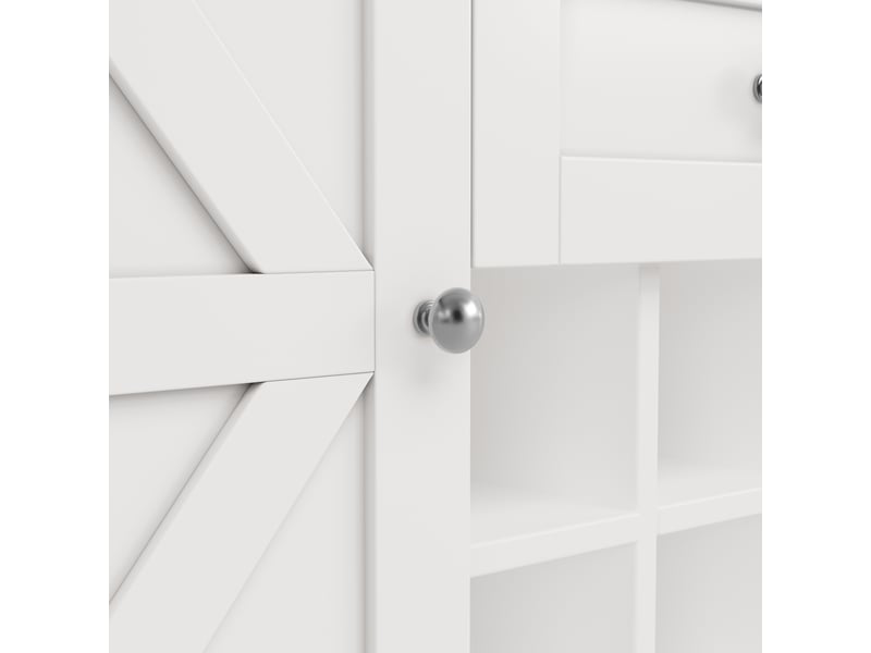 Buffet de cuisine blanc 4 portes, 2 tiroirs, étagères réglables, rangement vin - Conforama E