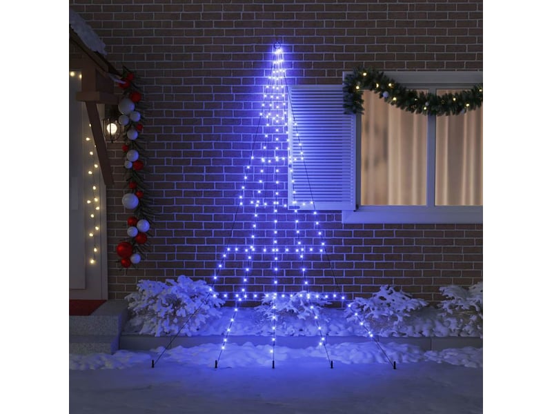  Arbre de noël, sapin de noël led avec piquets au sol bleu 306 cm métal  - Conforama C