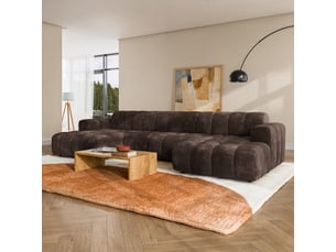 Canapé d'angle panoramique fixe MASSENO 5 places Tissu LUMO 40