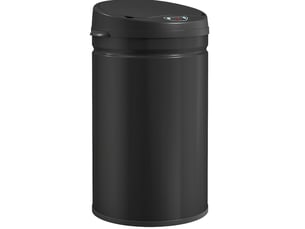 Poubelle à capteur 30 l en acier inoxydable noir avec fermeture douce